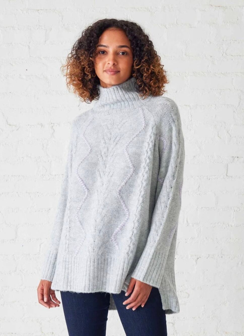 Mersea Alpine High Neck Sweater Tunic Relax Grey/Purple O/S
